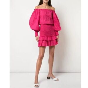 Alexis Marilena Smocked Off-Shoulder Blouson-Sleeve Dress Medium